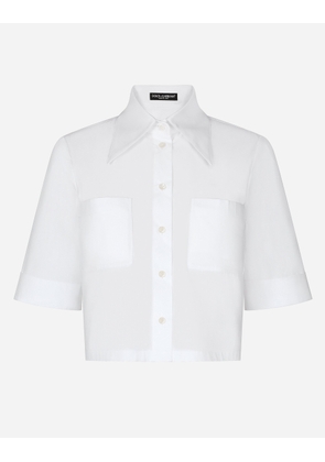 Dolce & Gabbana Cropped Cotton Shirt - Woman Shirts And Tops White Cotton 38