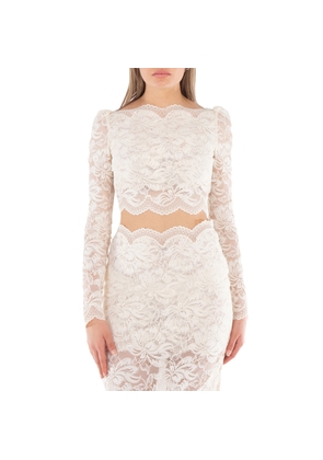 Paco Rabanne Cropped Long Sleeves Lace Top, Brand Size 34 (XXXS)