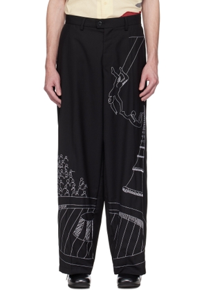 KidSuper Black Circus Sketch Baggy Trousers