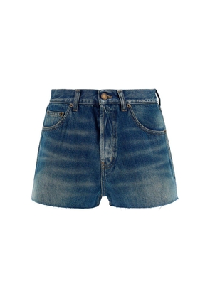 Saint Laurent High Rise Denim Shorts