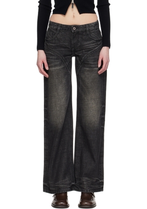 Fax Copy Express Black Dirty Wash Straight Jeans