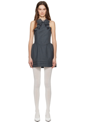 SHUSHU/TONG Gray 3D Bow Hanging Neck Minidress