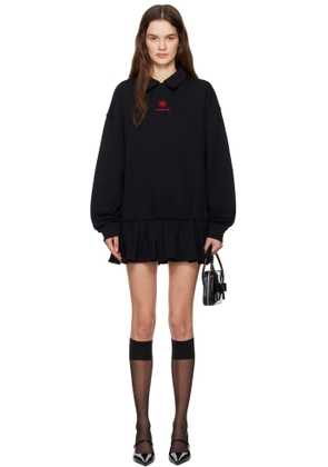 SHUSHU/TONG Black Shirt-Collar Loose Minidress