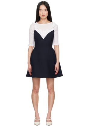 SHUSHU/TONG Navy Patchwork Pleated Collar Minidress