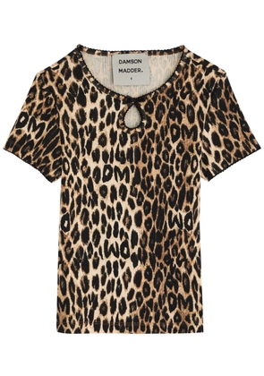 Damson Madder Marnie Leopard-print Cotton-blend T-shirt - 16 (UK16 /xl)