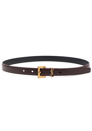 Saint Laurent Logo Leather Belt - Burgundy - 95 (UK16/ XL)