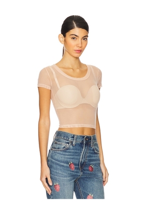 FIORUCCI Embroidered Tulle Crop Top in Nude. Size M. Also in XS.