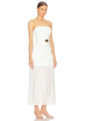 NICHOLAS Reagan Strapless Mini Dress With Pleated Skirt in Cream. Size 10. Also in 2, 6.