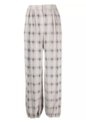 Emporio Armani abstract-check print trousers - Neutrals
