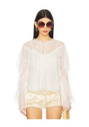LoveShackFancy Afton Blouse in Ivory. Size M. Also in L, S, XL.