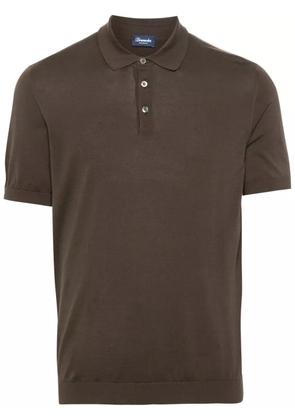Drumohr fine-ribbed cotton polo shirt - Brown