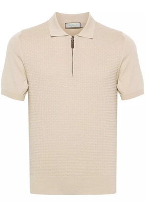 Canali zip-up cotton polo shirt - Neutrals
