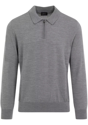 Brioni zip-fastening wool polo shirt - Grey