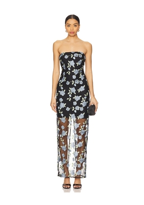 ROTATE Flower Mesh Tube Dress in Black. Size 36.