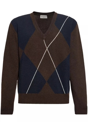 Officine Generale argyle-pattern jumper - Brown