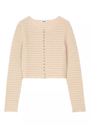 SANDRO scalloped-edge button-up cardigan - Neutrals