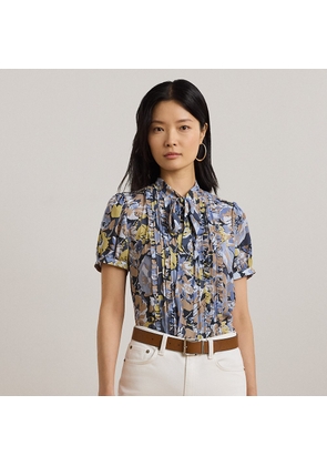Floral Georgette Puff-Sleeve Shirt