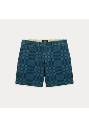 Indigo Plaid-Print Jersey Short