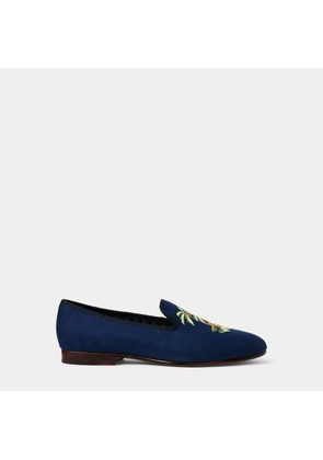 Paxton Embroidered Linen-Cotton Slipper