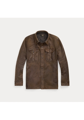Hand-Distressed Leather Overshirt