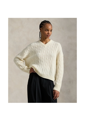 Cable-Knit Cashmere V-Neck Jumper