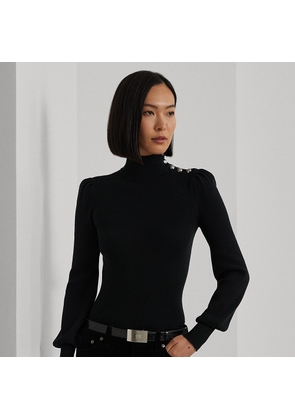 Button-Trim Mockneck Jumper
