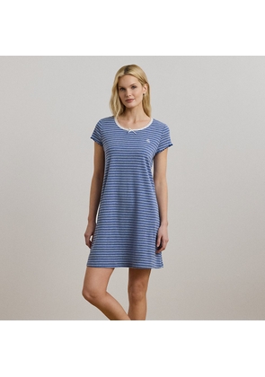 Striped Lace-Trim Rib-Knit Nightgown