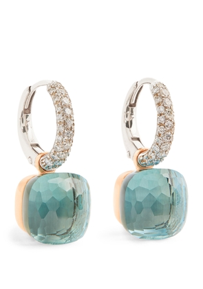 Pomellato Rose Gold, Diamond and Topaz Nudo Earrings