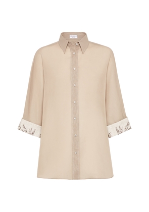 Brunello Cucinelli Cotton Organza Floral-Detail Shirt