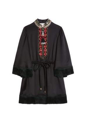Valentino Silk Fringe-Trim Top