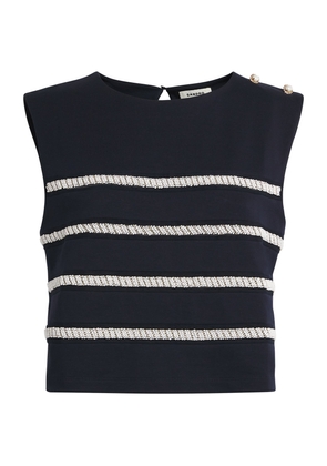 Sandro Paris Bead-Embellished Cropped Blouse