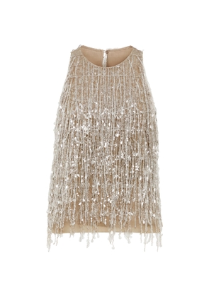 Brunello Cucinelli Silk Waterfall Embellished Blouse