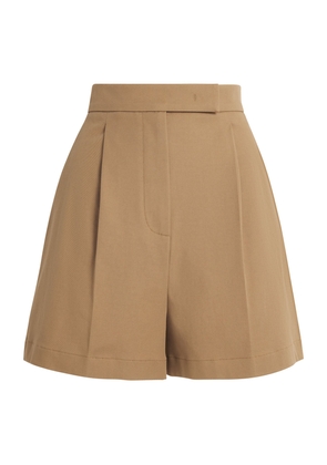 Max Mara Stretch-Cotton Pleated Shorts