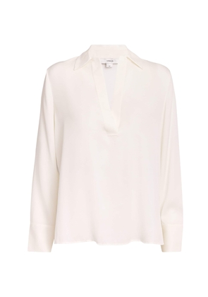 Vince Stretch-Silk Long-Sleeve Polo Shirt