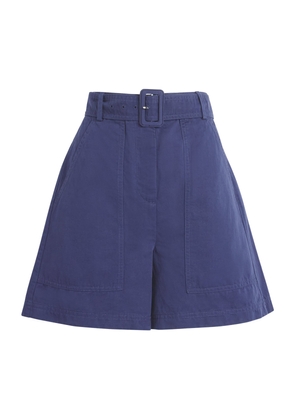 Weekend Max Mara Cotton-Linen Belted Tailored Shorts