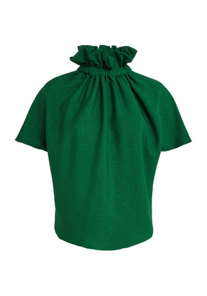 Edeline Lee Bubble Jacquard Ruff Blouse