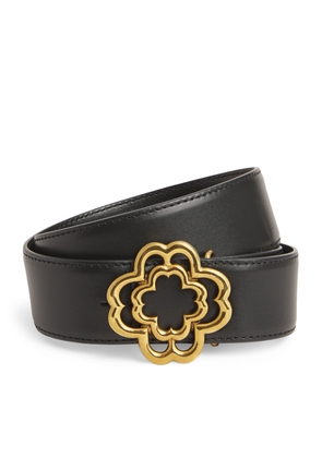 Maje Leather Clover Buckle Belt