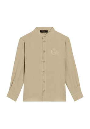 Dolce & Gabbana Kids Linen Embroidered-Logo Shirt