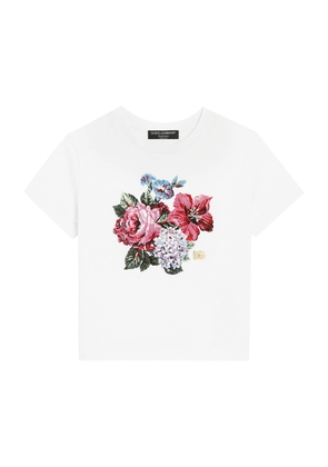 Dolce & Gabbana Kids Cotton Embellished Floral T-Shirt