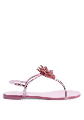 Giuseppe Zanotti Tilly Flower Crystals Embellished Flat Sandals