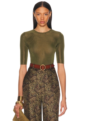 Saint Laurent Short Sleeve Top in Kaki - Olive. Size L (also in M, XL, XS).