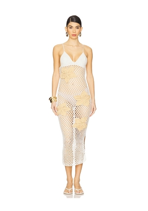 Bahia Maria Flora Midi Dress in Ivory. Size L. Also in M, S, XL, XS.