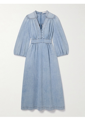 Zimmermann - Lucky Gathered Denim Midi Dress - Blue - 00,0,1,2,3,4