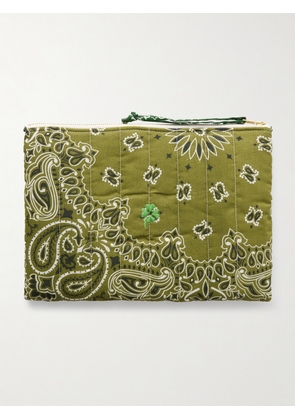 CALL IT BY YOUR NAME - Bandana-print Quilted Cotton Pouch - Green - One size