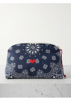 CALL IT BY YOUR NAME - Coeur Vanity Embroidered Bandana-print Cotton Pouch - Blue - One size