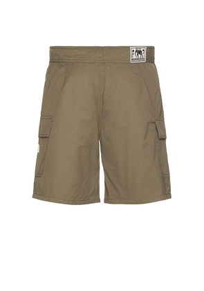 Rhythm Cargo Swim Trunks in Olive. Size 30. Also in 32, 34.