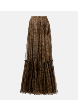 Saint Laurent Paisley ruffled silk-blend maxi skirt