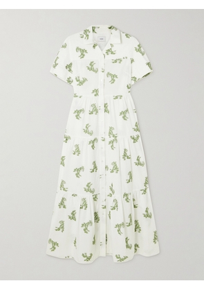Erdem - Embroidered Gathered Cotton Fil Coupé Midi Dress - Ivory - UK 4,UK 6,UK 8,UK 10,UK 12,UK 14,UK 16,UK 18,UK 20,UK 22