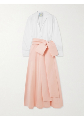 BERNADETTE - Clarence Belted Organic Cotton-blend Poplin And Taffeta Maxi Shirt Dress - Pink - FR 32,FR 34,FR 36,FR 38,FR 40,FR 42,FR 44,FR 46