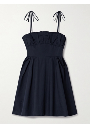 Kika Vargas - Mia Ruffled Cotton-blend Poplin Mini Dress - Blue - US0,US2,US4,US6,US8,US10